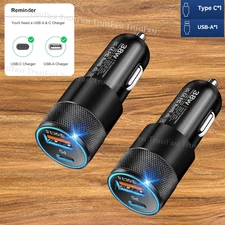 38W PD/QC USB A Adapter Cigarette Lighter Plug 12V USB C Car Phone Fast Charger