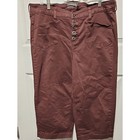 torrid Button-Front Cropped Jeans in Burgundy