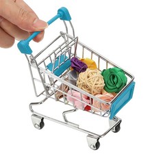 Mini Shopping Cart, Tiny Shopping Cart Supermarket Handcart, Sky Blue