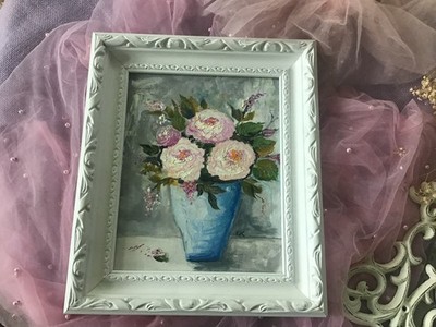 Oil PAINTING ''Bouquet of ROSES'' Shabby Cottage Gift 10'' x 8''