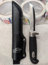 J. MARTTIINI Stainless Inox Fixed 4” blade knife + Leather Sheath FINLAND ~ Good