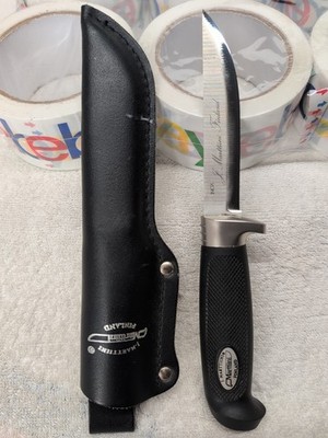 J. MARTTIINI Stainless Inox Fixed 4  blade knife + Leather Sheath FINLAND ~ Good