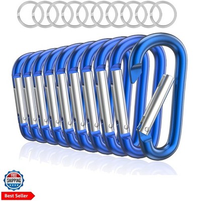 3'' Aluminum Carabiner D Ring, Caribeener Clips, Spring Snap Hook for Keychain...