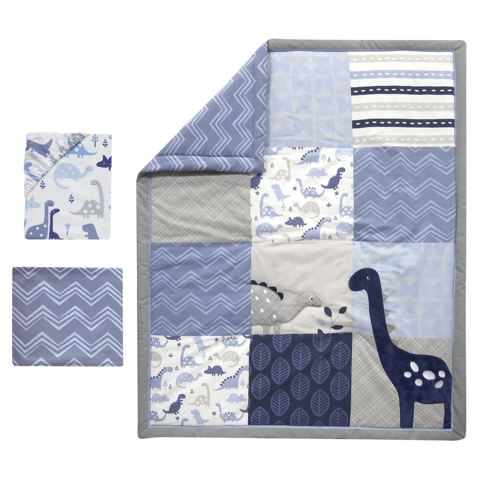Juego de cama de cuna de 3 piezas Bedtime Originals Roar - azul, gris, blanco, animales Foto 2 de 4