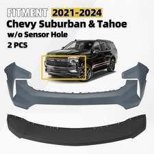 Front Bumper Cover Wo Hole Upper Lower For 2021-2024 Chevrolet Tahoe Suburban