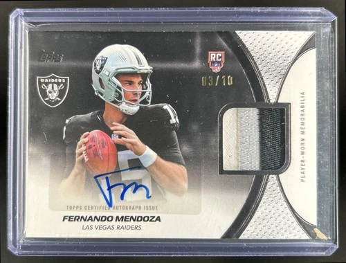 2026 Topps Fernando Mendoza NFL Rookie Material Auto RC Patch Black #/10 Raiders