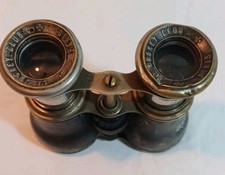 Binoculars Jockey Club Paris Binoculars Horse Racing Leather Case vintage #662