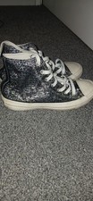 Ladies Sparkly Converse Black And White  Good Used Condition