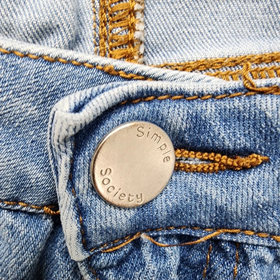 Simple Society Shorts Womens 11/30 Blue Distressed High Rise Stretch Denim Mom Foto 2 de 4