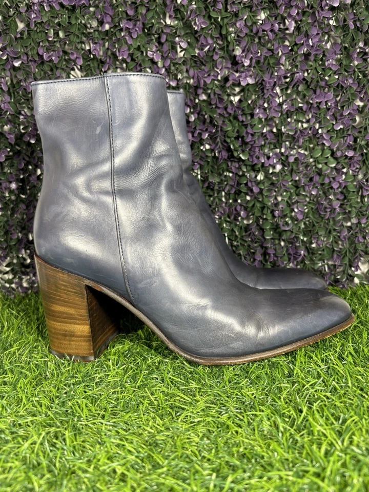 Botín Alessandro Vasini Nico 60 mm para hombre talla 9 cuero azul piel de becerro cremallera Foto 4 de 4