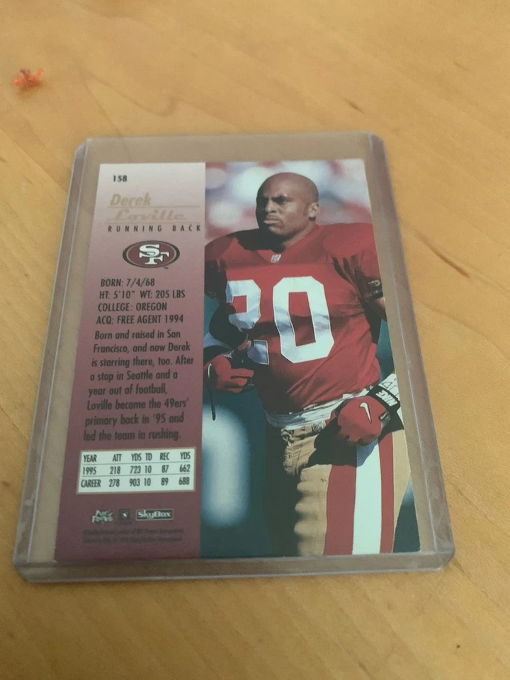 1996 Skybox Premium Derek Loville #158 San Francisco 49ers - Image 2 of 2