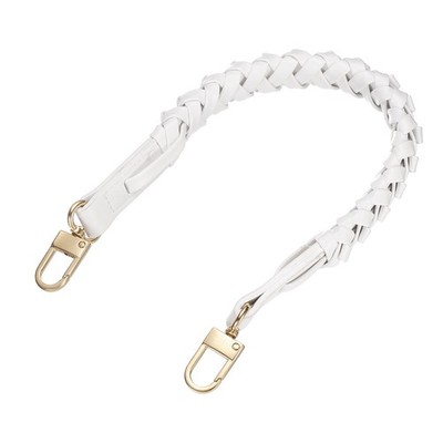 Braided bag strap, 1pc 44.7cm white PU leather with gold buckles