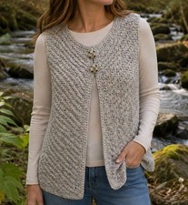 Hand Knit 100 Wool Cardigan Sweater Sage Gray Abalone MOP Buttons One-of-a-kind