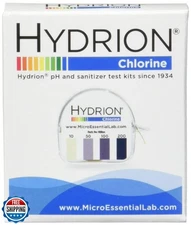 Micro Essential Hydrion CM-240 Chlorine Test Paper with Dispenser, 10-200ppm 