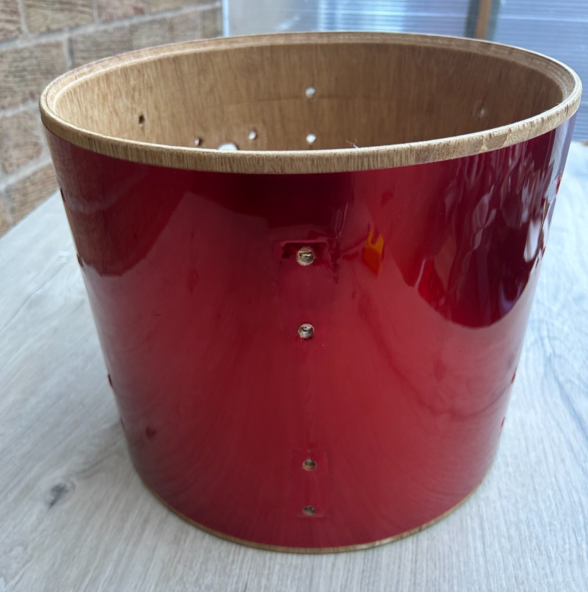 KESTREL 12'' x 10'' dRUM Tom 6-lug Shell Red / Bare Wood Project photo 4