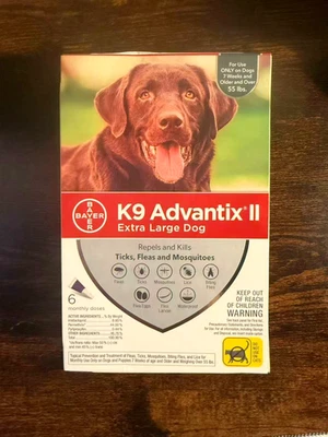K9 Advantix II Flea and Tick Control Treatment for Extra Large Dogs 6M Doses