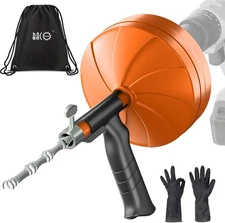 50Ft Drain Auger, Heavy Duty Plumbing Snake with Drill Adapter, Use Manually