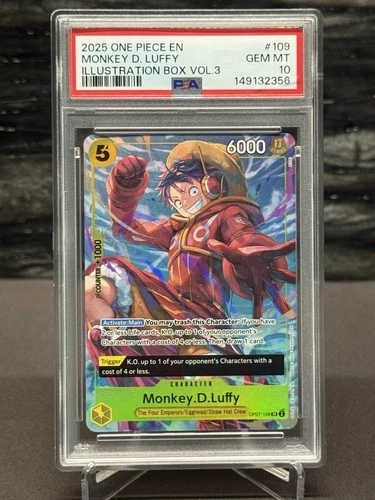 PSA 10 Monkey D. Luffy 2025 One Piece Promo #109 Illustration Box Vol.3 OP07-109