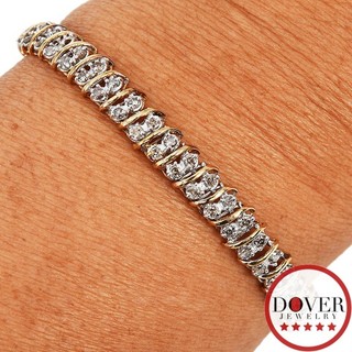 Nachlass Diamant 10K mehrfarbig Gold Cluster Swirl Tennis Armband 8 2 gr NR