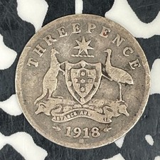 1918-M Australia 3 Pence Threepence Lot#C8614 Silver!