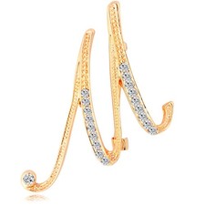 Letter Brooch Pins Initial Rhinestone Brooch for Women Crafts Gold M