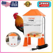 Lilyang 3 Gal Heated Chicken Waterer Freeze-Proof Thermostat Hanging/Standing