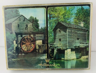 Vintage Hallmark Playing Cards Old Mill Stream Complete With Jokers And Case