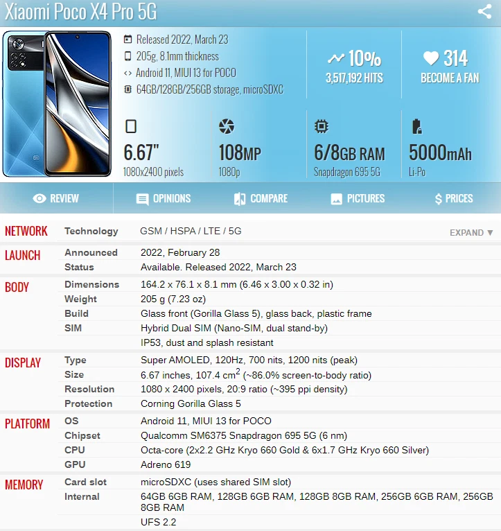 Para Xiaomi Poco X4 Pro 5G 2201116PG 6.67" OEM LCD Pantalla Táctil Digitalizador Foto 4 de 4