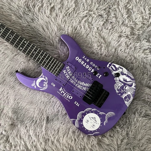 Metallic Purple Electric Guitar Moon &Stars Inlay Black Hardware FR Bridge