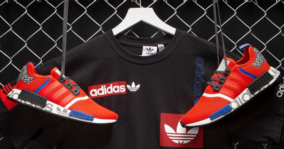 Adidas originals nmd r1 black/royal/active red transmission shop pack