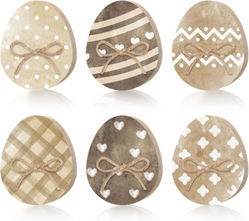 6 Pcs Easter Bunny Wooden Signs Bunny Easter Egg Wooden Table Centerpiece Table
