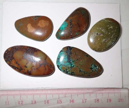 Turquoise Stone Flat Free Form Cabochon 167 Carat 5 pieces 33.4 gram - Picture 4 of 5