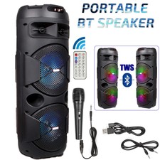 Dual 8  Sub woofer 6000W Portable Bluetooth Speaker Heavy Bass Sound System PA
