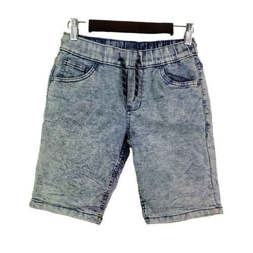 Nautica Boys Size M 10/12 Light Blue Wash Long Draw String Denim Shorts