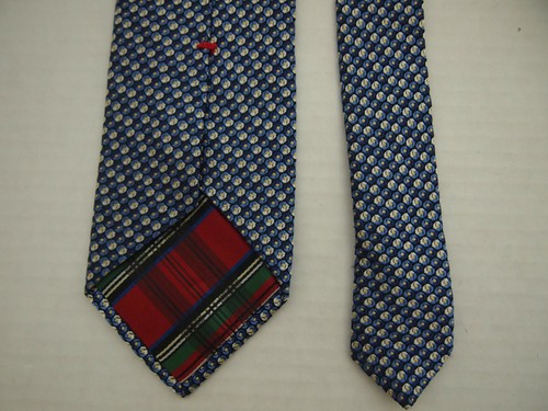 7 Downie St Mens Necktie Tie Blue White Yellow Geometric Italy 60" - Picture 4 of 5