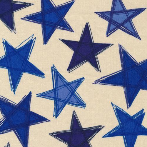 Sternenstoff, BTY, Valor von Ro Gregg, blauer Stern, beige, PBS 120-13154, Baumwolle - Bild 1 von 1
