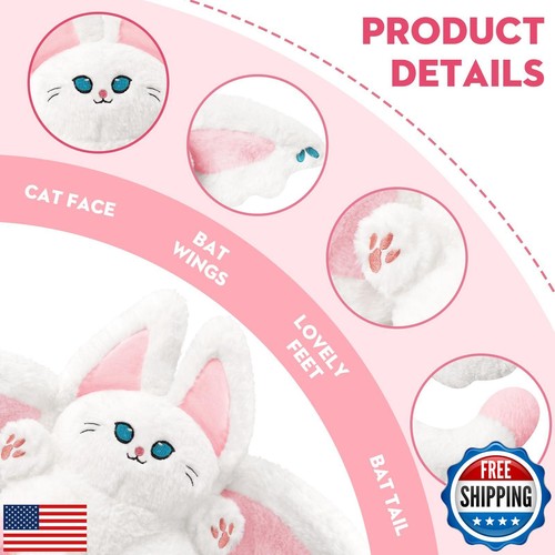 PFIRSICH KATZE Niedliche Fledermaus Katze Plüschkissen Kawaii Fledermaus Katze Stofftier Spielzeug für Ki - Bild 4 von 5
