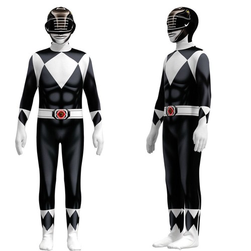 Kids Ranger Morphsuit Mighty Morphin Power Rangers Boys Jumpsuit Cosplay Costume - Picture 5 of 17
