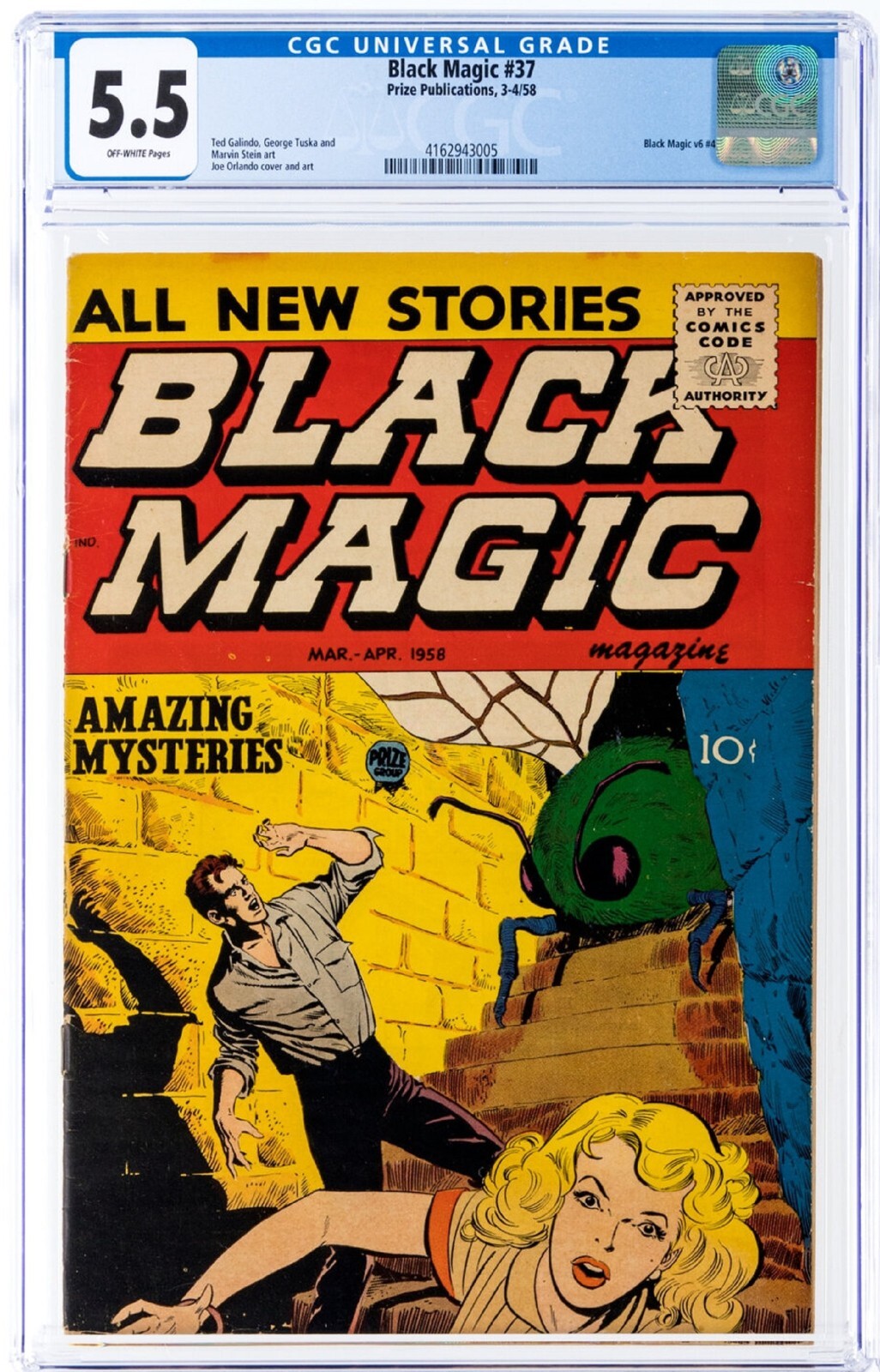 BLACK MAGIC #37 CGC 5.5 1958 Prize Publications Golden Age Awesomeness! Vol 6 #4