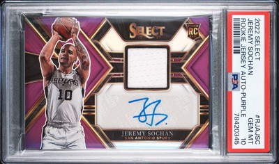 22-23 Select Jeremy Sochan Purple Prizm RPA Rookie Patch Auto /99 