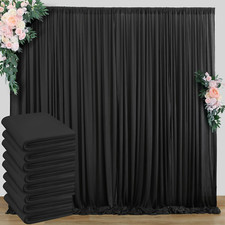 40 Ft X 10 Ft Wrinkle Free Black Backdrop Curtain for Parties, 8 Panels 10Ft Pol