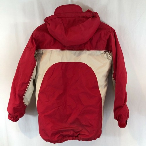 REI Puffer Jacket Girls Youth 10 12 Red Zip Snap Hood ZIP Pocket - Picture 4 of 5