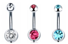 3Pcs/Set  Belly Button Ring Navel Bar Piercing SURGICAL STEEL DOUBLE Jew Belly 
