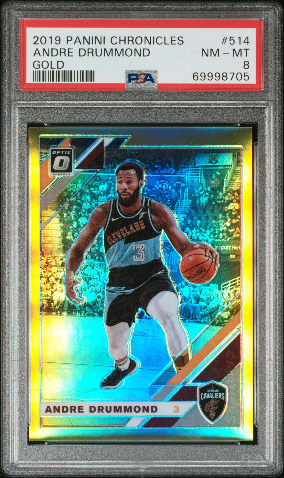 Andre Drummond 2019-20 Panini Chronicles #514 Optic Gold Prizm /10 PSA 8 NM-MT