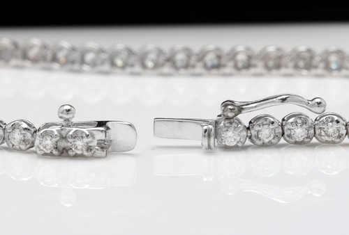 1.15 Carat Natural Diamond 14K Solid White Gold Bracelet - Picture 5 of 7