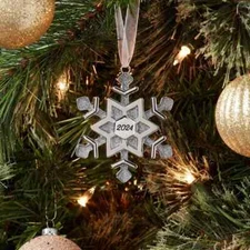 New 2024 Glittered Metal Snowflake Christmas Tree Ornament - Wondershop
