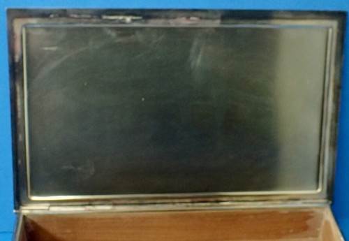 EDJ25 Vintage Large Silver Box w/ Wooden Insert Norwegian Flag & FFH Monogram - Picture 9 of 15