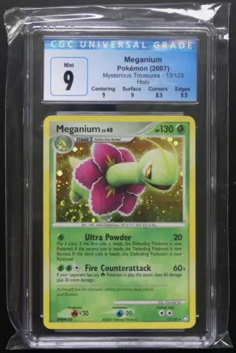 2007 Pokemon Diamond & Pearl Mysterious Treasures Meganium 13/123 Holo - CGC 9