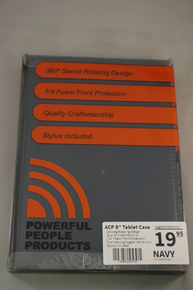 8" NAVY  ACP Tablet Case Cover Folio - with Stylus and (2) Hardened Glass - Image 2 of 4