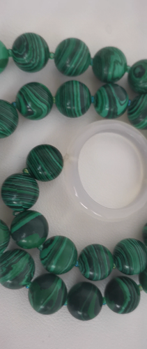 12mm round Malachite faceted teardrop black agate lariat necklace 19" - Video 1 von 1